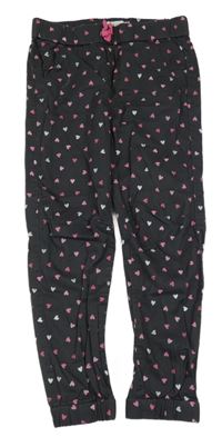 Antracitové plátenné cuff nohavice so srdiečkami H&M