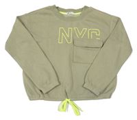 Svetlozelená crop mikina s nápisom H&M