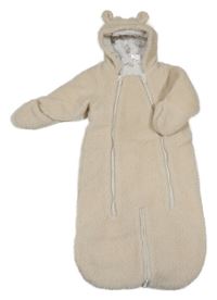 2v1 - Béžový huňatý zateplený fusak/kombinéza H&M