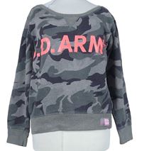 Dámska sivá army crop mikina s nápisom Superdry