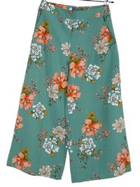 Dámské zelené květované culottes kalhoty Primark 