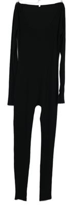 Dámský černý žebrovaný spodní overal 