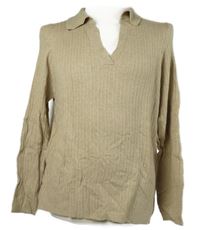 Dámský béžový žebrovaný svetr s límečkem F&F