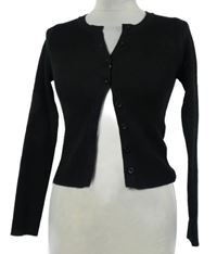 Dámsky čierny rebrovaný prepínaci ľahký crop sveter