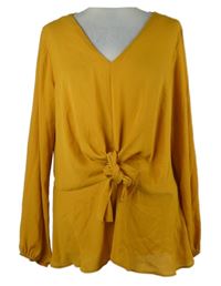 Dámska horčicová blúzka s mašlou C&A