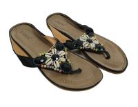 Dámské černo-béžové kožené žabky s kamínky Siketu vel. 39