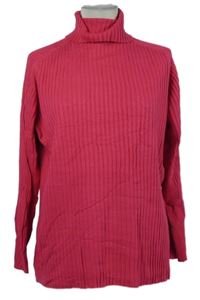 Dámsky tmavoružový rebrovaný svetrový rolák Next