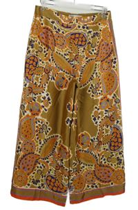 Dámske béžové vzorované culottes saténové nohavice Zara