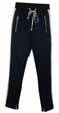 Pánské tmavomodro-černo-smetanové teplákové kalhoty H+E