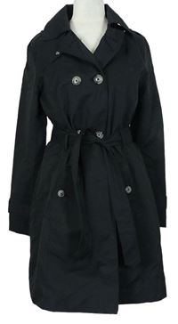 Dámsky čierny šušťákový jarný kabát s opaskom Esmara