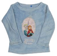 Svetlomodrá chlpatá mikina s Frozen Disney