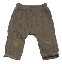Hnědé podšité baggy manšestráky s tlapkami TU