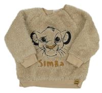 Béžová chlpatá mikina so Simbou Disney