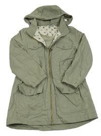 Khaki rifľový jarný kabát s kapucňou H&M
