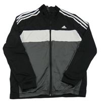 Čierno-bielo-sivá športová prepínaci mikina s logom zn. Adidas