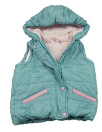 Svetlomodrá kvetinová šušťáková zimná vesta s kapucňou John Lewis