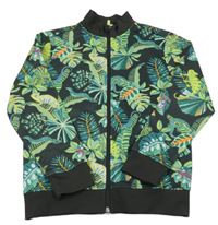 Černá sportovní propínací mikina s listy s chameleony H&M