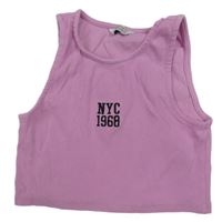 Ružový rebrovaný crop top s nápise Primark