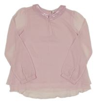 Světlerůžová žoržetová halenka s flitry Esprit