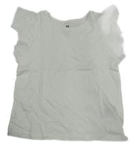 Biele tričko s volánikmi a madeirou H&M