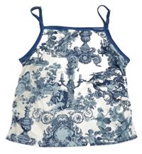 Modro-biely vzorovaný crop top so svícny