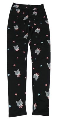 Černé zateplené legíny s kočkami 