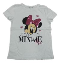 Bílé tričko s flitry a Minnie  