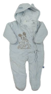 Světlemodrá sametová zateplená kombinéza s Mickey Disney