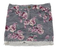 Sivo-ružová menšestrová sukňa s růžemi H&M