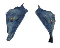 Dámska modrá rifľová crop vesta s vyšúchaním Stradivarius