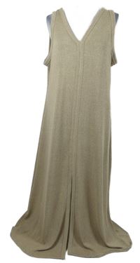 Dámské béžové svetrové dlouhé šaty s rozparkem Primark