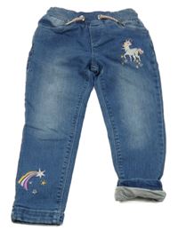 Modré podšité rifle s jednorožcem