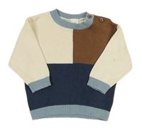 Béžovo-hnědo-tmavomodrý svetr H&M