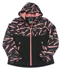 Čierno-ružová softshellová bunda s kapucňou C&A