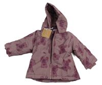 Pudrově fialová šusťáková zimní parka s medvídky s kapucí Name it
