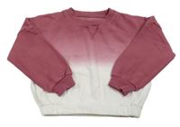 Růžovo-bílá ombré crop mikinaNutmeg