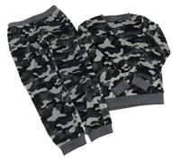 Sivo-čierne army plyšové pyžama F&F