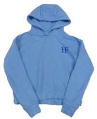 Modrá crop mikina s logom a kapucňou Holyfield