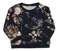 Tmavomodrá kvetovaná mikina Shein