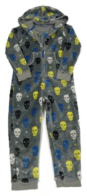Šedá chlupatá kombinéza s lebkami a kapucí M&S