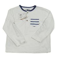 Nové - Bílo-tmavomodré triko s kapsou Mayoral