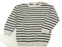 Smetanovo-khaki pruhovaný svetr H&M