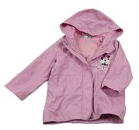 Růžová nepromokavá jarní bunda s Minnie a kapucí Disney