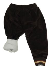 Hnědé sametové zateplené tepláky