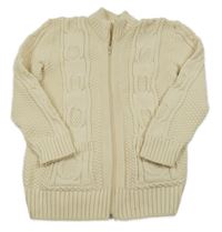 Smetanový propínací svetr s pleteným vzorem 