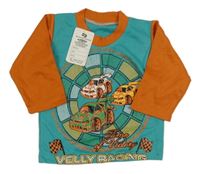 Nové - Zeleno-oranžové tričko s autami