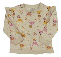 Béžová mikina so srnami a volánikmi GAP