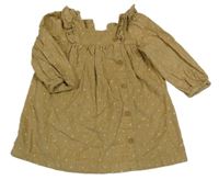 Béžové menšestrové šaty s volánikmi a drobnými kvítky Tu