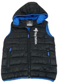 Černá šusťáková prošívaná zateplená vesta s kapucí - PlayStation 