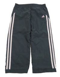 Šedé šusťákové capri kalhoty s logem Adidas 